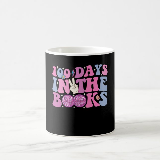 100 dagar i böckerna Disco boll Groovy Retro Kaffemugg (Center)