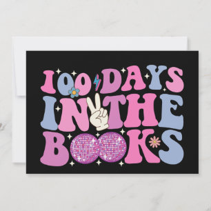 100 dagar i Bokar i Disco Boll Groovy Retro Inbjudningar