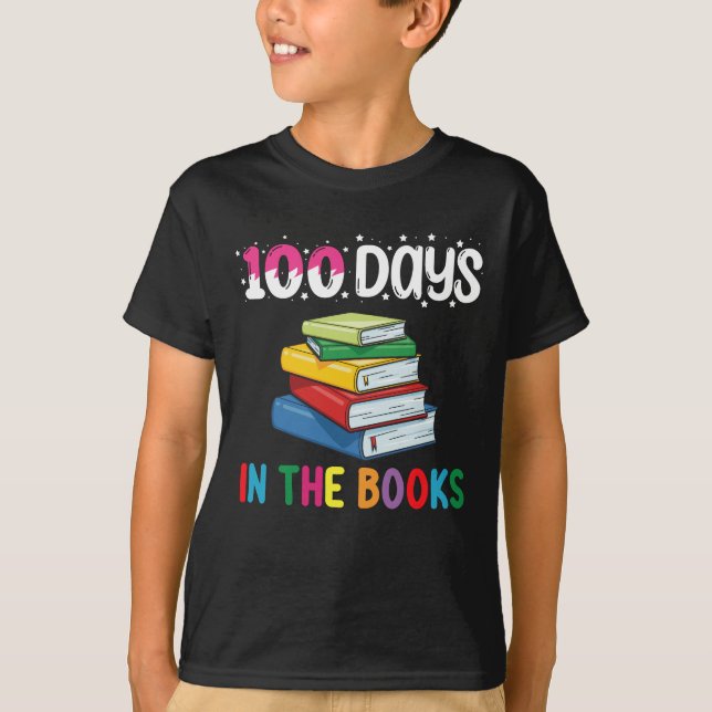 100 dagar i Bokar skolläsen i biblioteket T Shirt (Framsida)