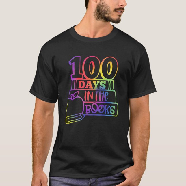 100 dagar i Bokar Tie Dye Bok Älskare 100 dagar T Shirt (Framsida)
