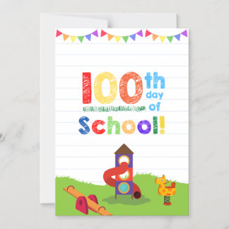 100 dagar i Skola - färgfull milstolpe Firande Magnetisk Inbjudningskort