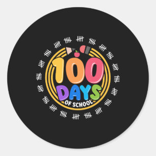 100 dagar i skolan 100 dagar färgstarka lärare och runt klistermärke