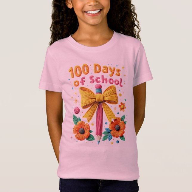 100 dagar i skolan - Blommig penn-design T Shirt (Framsida)