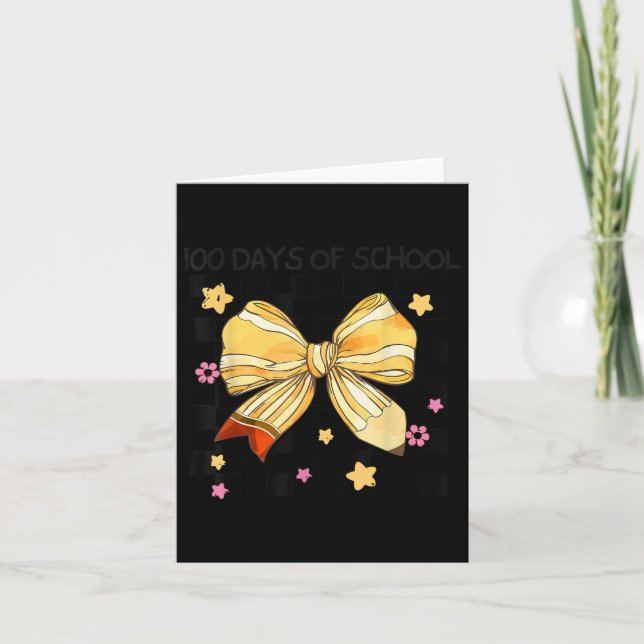 100 dagar i skolan, Coquette Bow Kindergarten Teac Kort (Framsida)