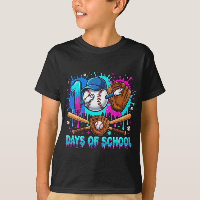 100 dagar i skolan Dabba baseballdropp 100:e dagen T Shirt (Framsida)