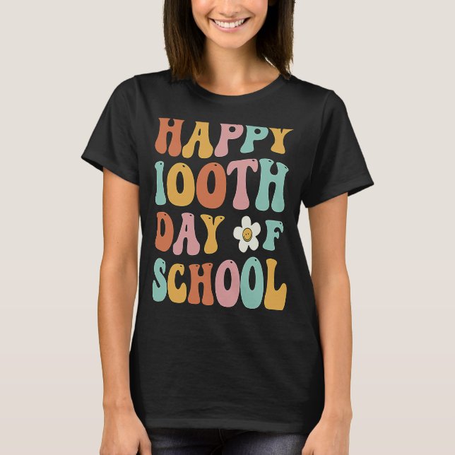 100 dagar i skolan för lärare elev retro vinta t shirt (Framsida)