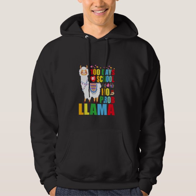 100 dagar i skolan: ingen prob Llama 100:e Scho-da Hoodie (Framsida)
