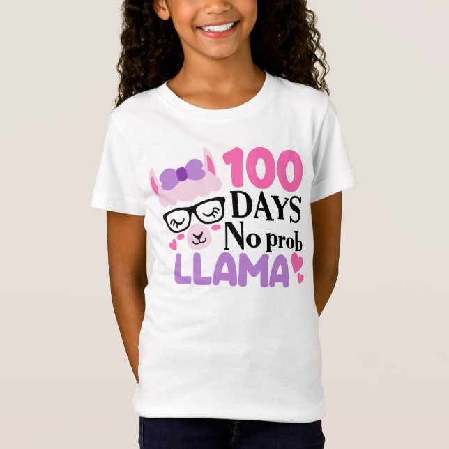 100 dagar i skolan - ingen Prob Llama T Shirt (Framsida)