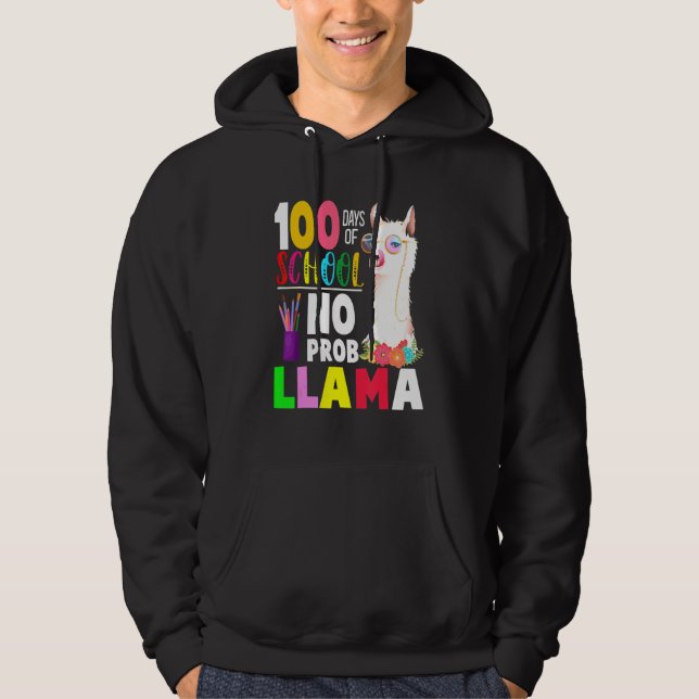 100 dagar i skolan Inget Probllama Lama Lärare Stu Hoodie (Framsida)