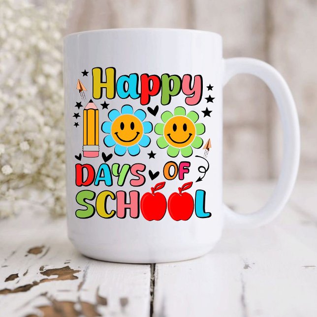 100 dagar i skolan. Läraruppskattning .lärare Kaffemugg (happy 100 days of school mugs, teacher gift, teacher appreciation mug)