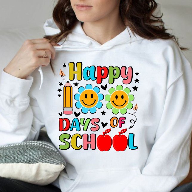 100 dagar i skolan. Läraruppskattning .lärare T Shirt (happy 100 days of school hoodies, teacher gift, teacher appreciation hoodies)