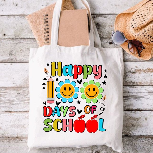 100 dagar i skolan. Läraruppskattning .lärare Tygkasse (happy 100 days of school tote bags, teacher gift, teacher appreciation tote bag)