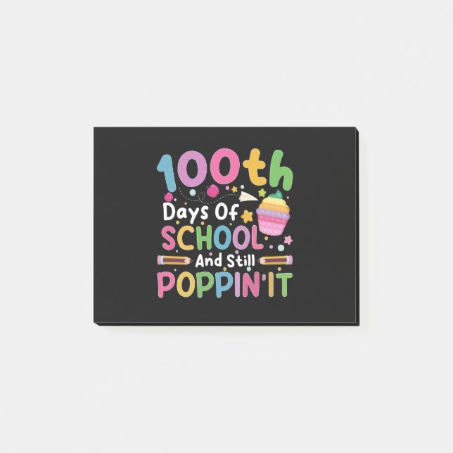 100 dagar i skolan och fortfarande Poppin-flickan Post-it Block (Framsida)