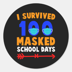 100 dagar i skolan Överlevt jag 100 dagar med Mask Runt Klistermärke