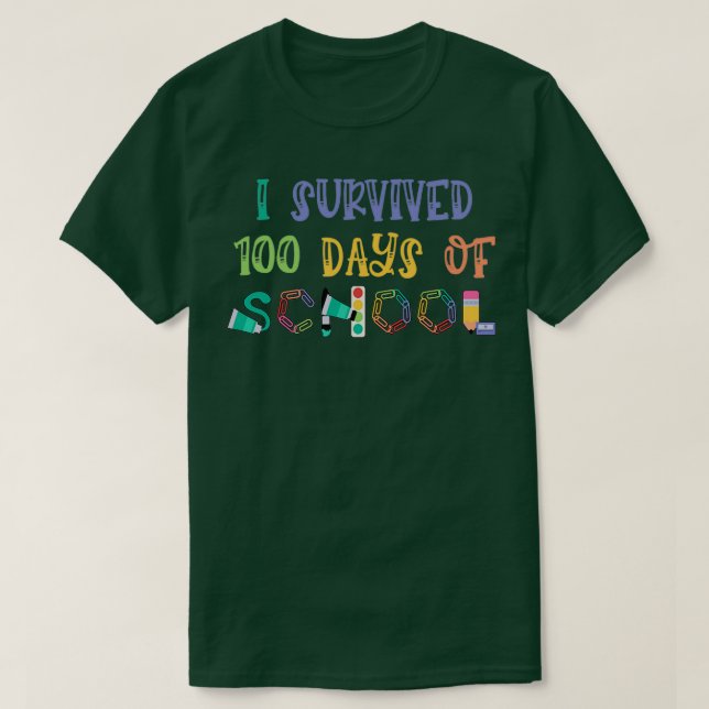 100 dagar i skolan Överlevt jag 100 dagar T Shirt (Design framsida)