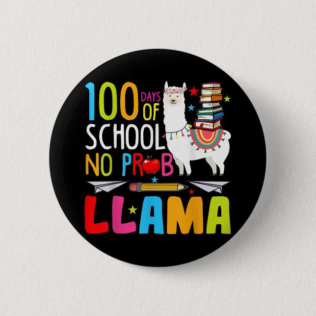 100 dagar i skolan: Prollama Llama Funny 100 dagar Knapp (Framsida)