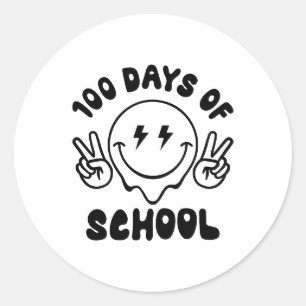 100 dagar i skolan Retro Smiley face Runt Klistermärke