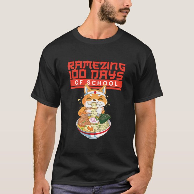 100 dagar i skolan - Shiba Inu Hund Ramen T Shirt (Framsida)