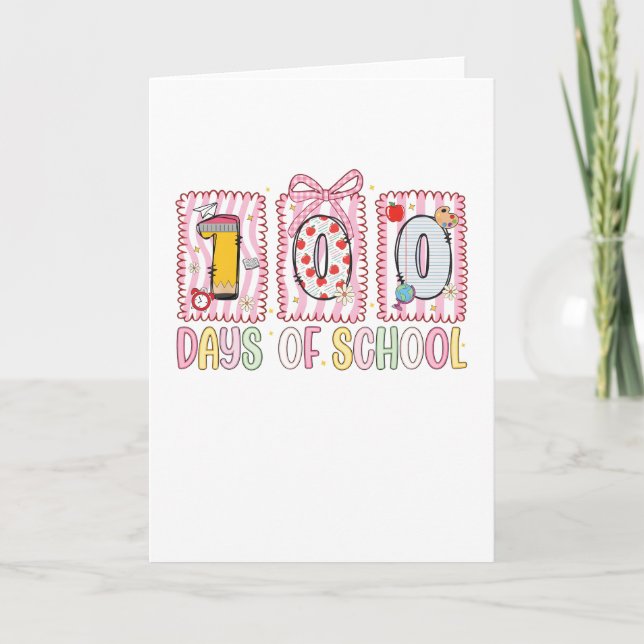 100 dagar i skolan Söt färgrik 100:e dag Kort (Framsida)