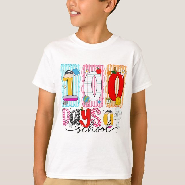 100 dagar i skolan Söt Färgrik 100:e dagen T Shirt (Framsida)
