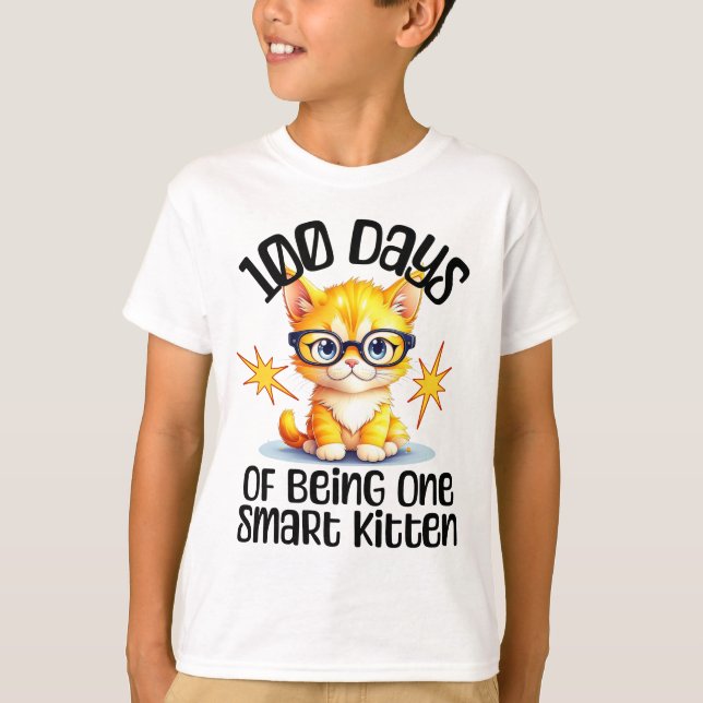 100 dagar i skolan - söta kattungar med glasögon t shirt (Framsida)
