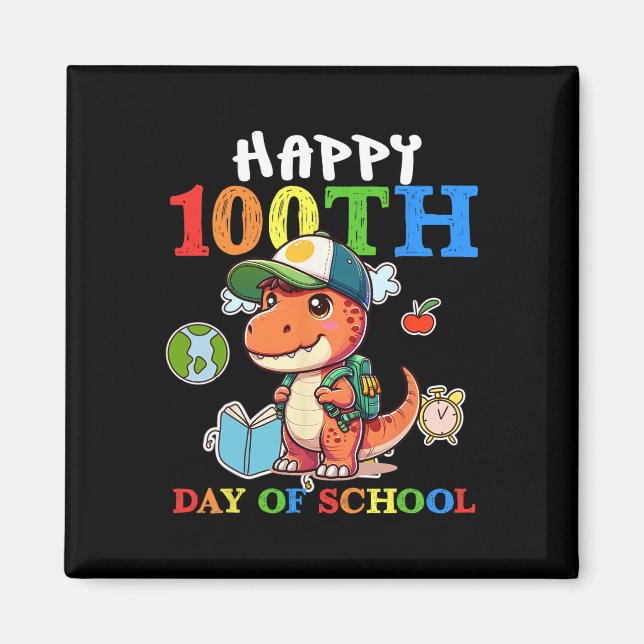 100 dagar i skolan T Rex Dinosaur Teacher Boy Magnet (Framsidan)