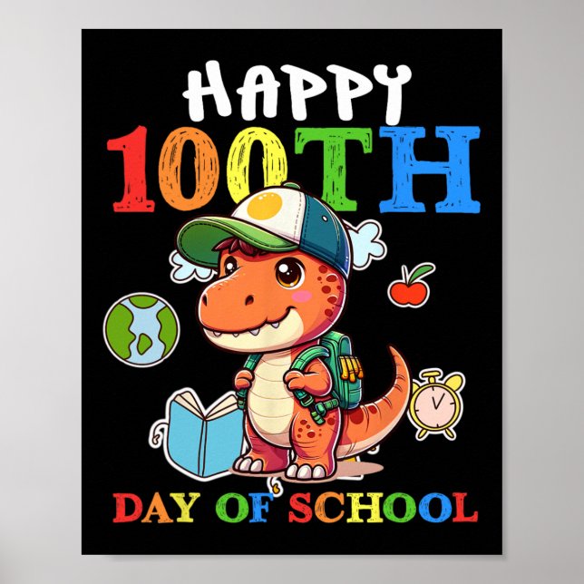 100 dagar i skolan T Rex Dinosaur Teacher Boy Poster (Framsidan)