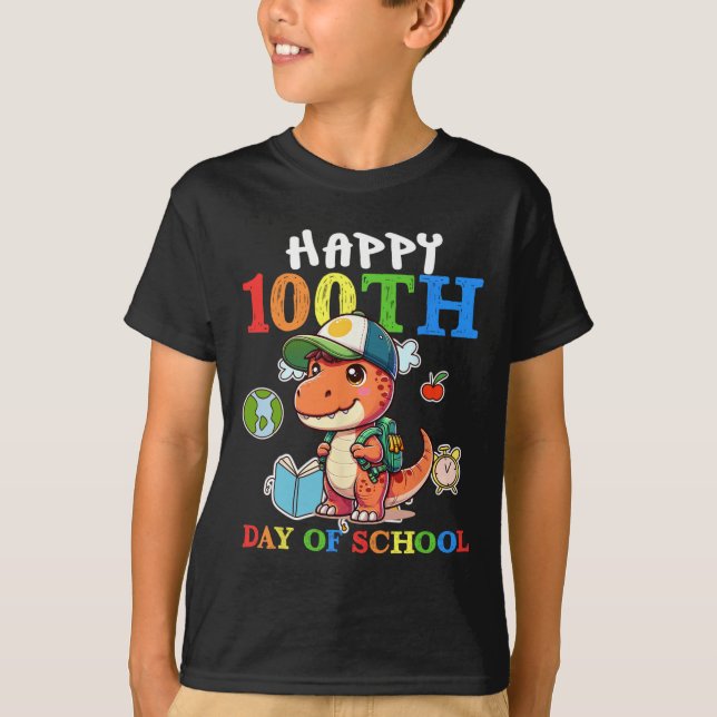 100 dagar i skolan T Rex Dinosaur Teacher Boy T Shirt (Framsida)