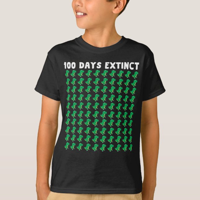 100 dagar i skolan utdödar dinosaur trex lustigt t shirt (Framsida)