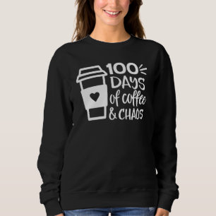 100 Dagar Kaffe Kaos Lärare Glad 100 Dagar Av T Shirt