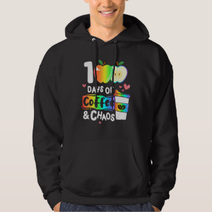 100 dagar kaffe och Chaos Lycklig 100 dagar skolda Hoodie