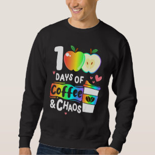 100 dagar kaffe och Chaos Lycklig 100 dagar skolda Lång Ärmad Tröja