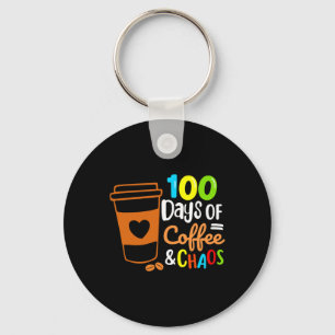 100 dagar kaffe och Chaos Lycklig 100 dagar skolda Nyckelring