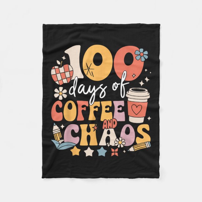 100 dagar kaffe och kaos 100 skoldagar fleecefilt (Framsidan)