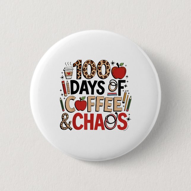100 dagar kaffe och kaos 100 skoldagar knapp (Framsida)