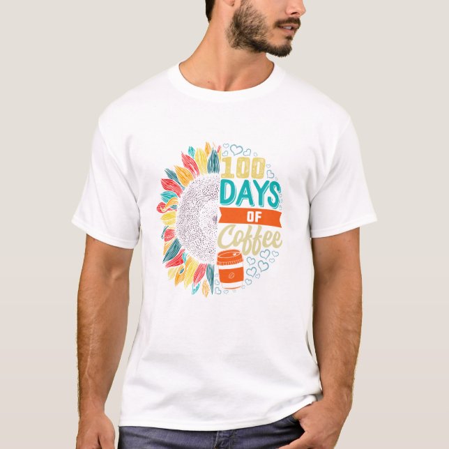 100 dagar kaffepersika upprepar 100 dagar skoldag t shirt (Framsida)
