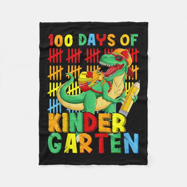 100 dagar Kindergarten Dinosaur 100 dagar Fleecefilt (Framsidan)