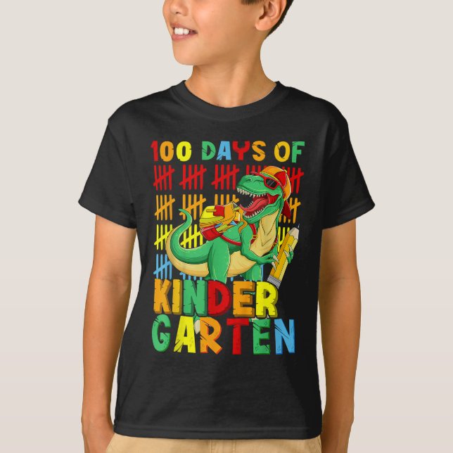 100 dagar Kindergarten Dinosaur 100 dagar T Shirt (Framsida)