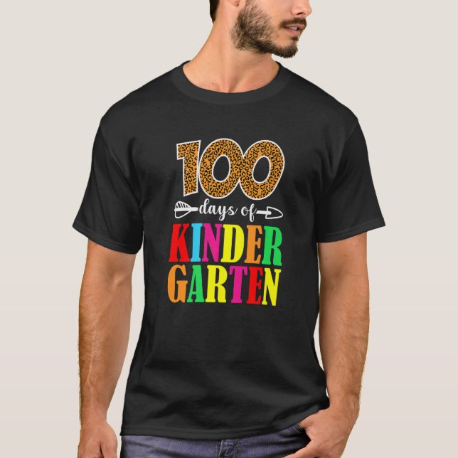 100 dagar Kindergarten Leopard 100 dagar Scho T Shirt (Framsida)