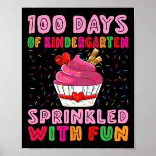 100 dagar Kindergarten Sprinkled med Roligt Cupkak Poster