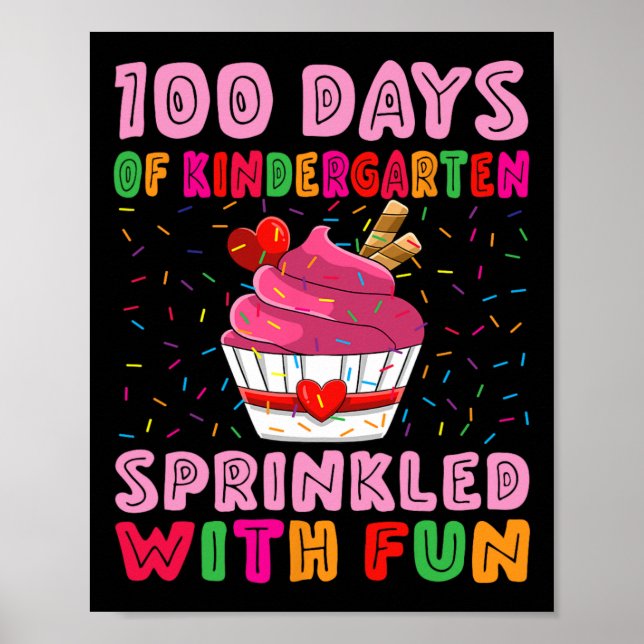 100 dagar Kindergarten Sprinkled med Roligt Cupkak Poster (Framsidan)