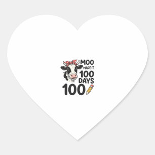 100 Dagar Ko Tröja Vintage Gravyr Skol Design Hjärtformat Klistermärke
