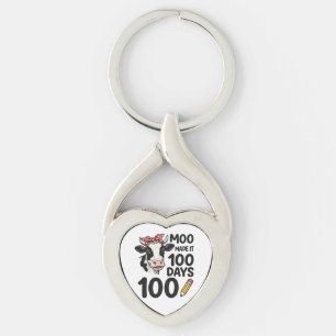 100-dagar kor t-shirt vintage gravyr skol design twisted heart silverfärgad nyckelring