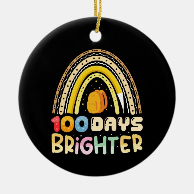 100 dagar ljusare 100:e skoldagen lärare julgransprydnad keramik (Framsidan)