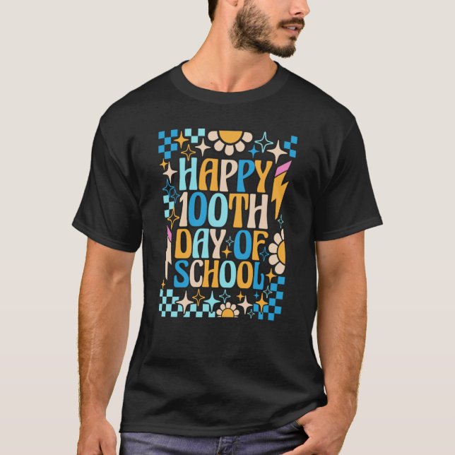 100 dagar Lycklig 100 dagar för skollärarbarn Re T Shirt (Framsida)