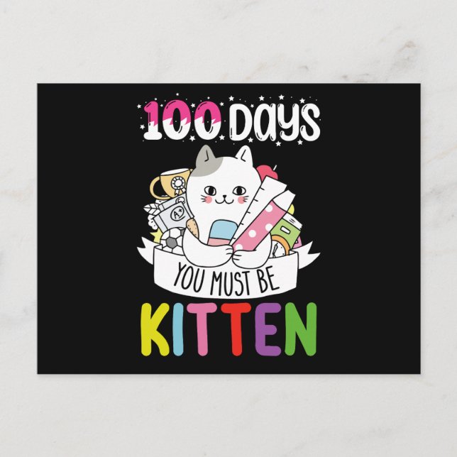 100 dagar måste du vara kattunge i skolan vykort (Framsida)