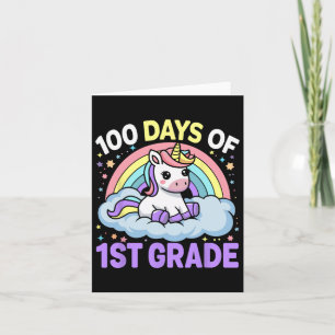 100 dagar med 1:a Klass Unicorn Girls 100 dagar Kort