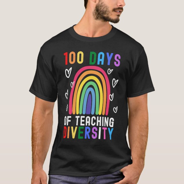 100 dagar med att undervisa om mångfald  regnbågsl t shirt (Framsida)
