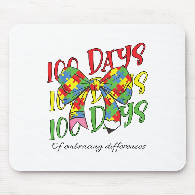100 dagar med autism 100 dagars skolpenna musmatta (Framsidan)