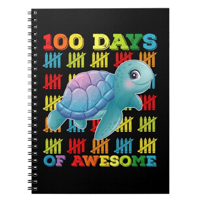 100 dagar med Awesome Turtle 100:e skoldagen Anteckningsbok (Framsidan)
